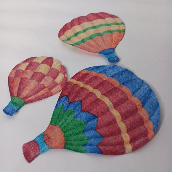Hot Air Balloons And Kites Fabric Cutout 49 Pieces For Applique Crafting Rainbow - Picture 14 of 15